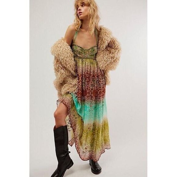 New Free People Robe longue Into The Nights Dress Size Medium